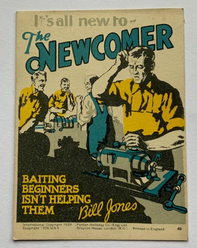 1928 Propaganda card by Parker Halladay USA The newcomer